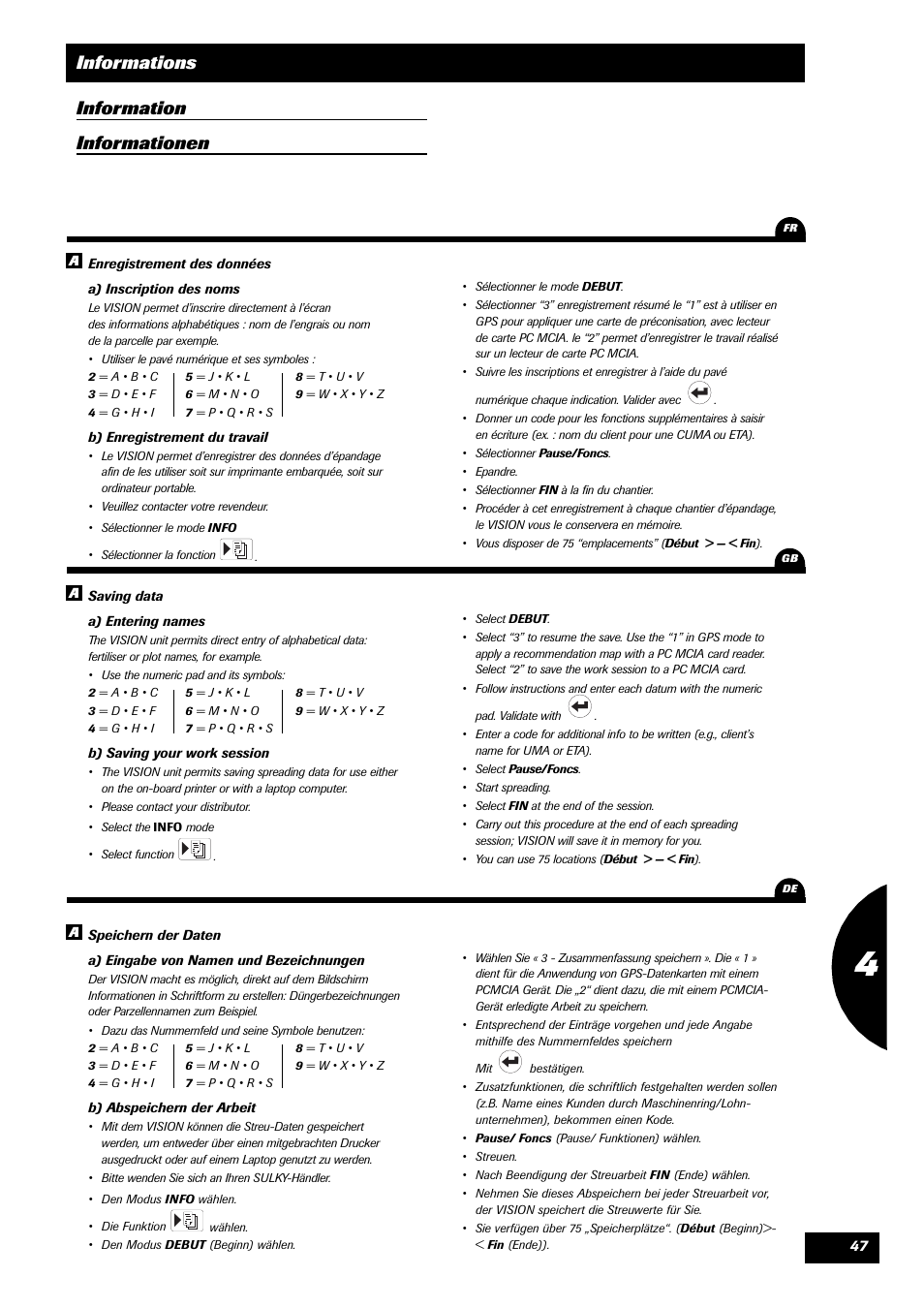Informations information informationen | Sulky VISION 1 WPB User Manual | Page 47 / 57