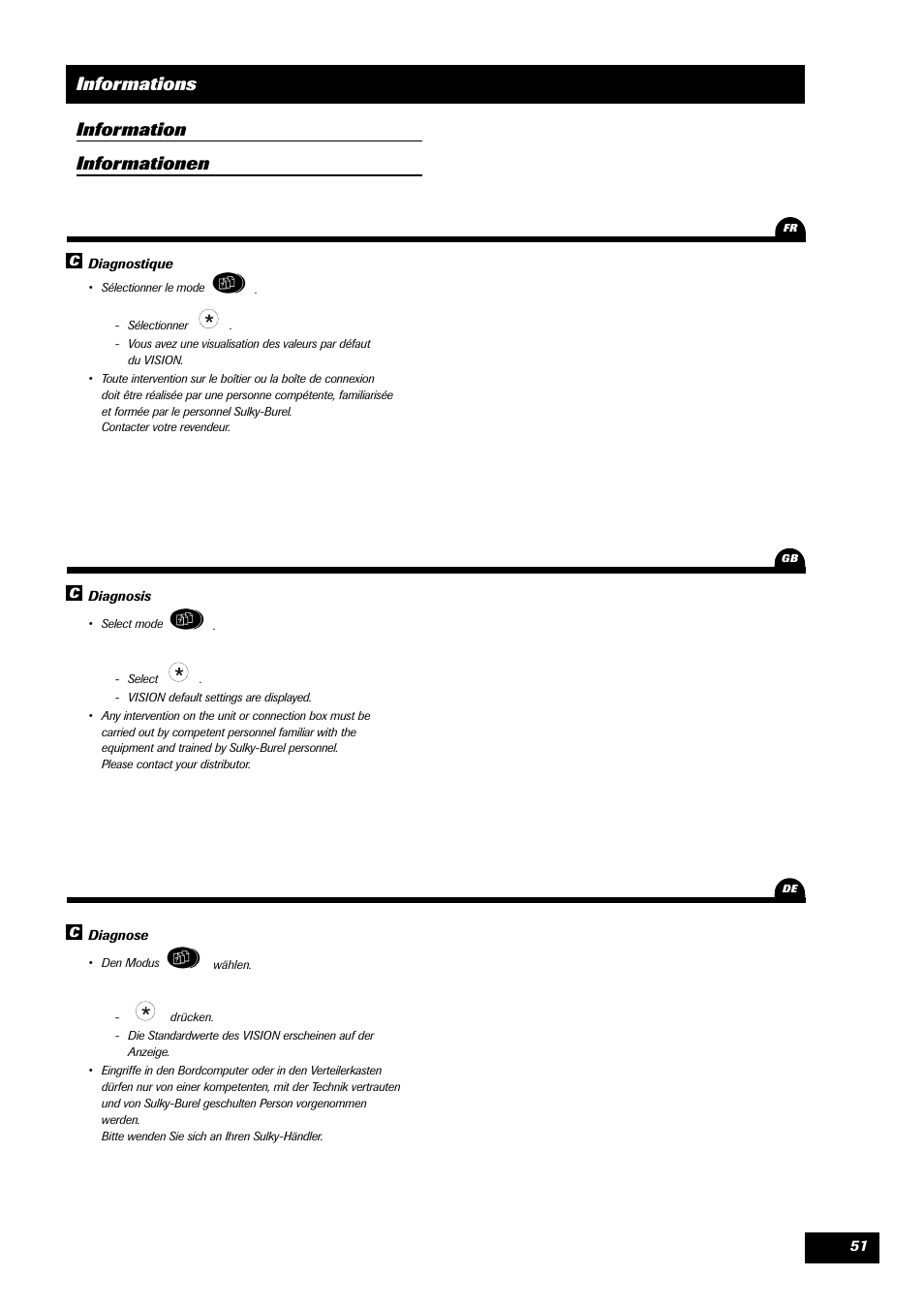 Informations information informationen | Sulky VISION 1 WPB User Manual | Page 51 / 57