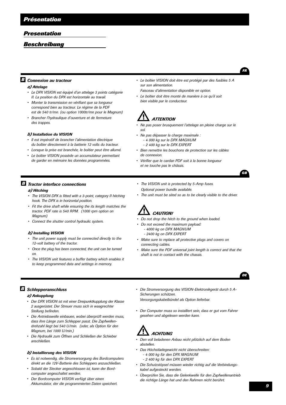 Présentation presentation beschreibung | Sulky VISION 1 WPB User Manual | Page 9 / 57