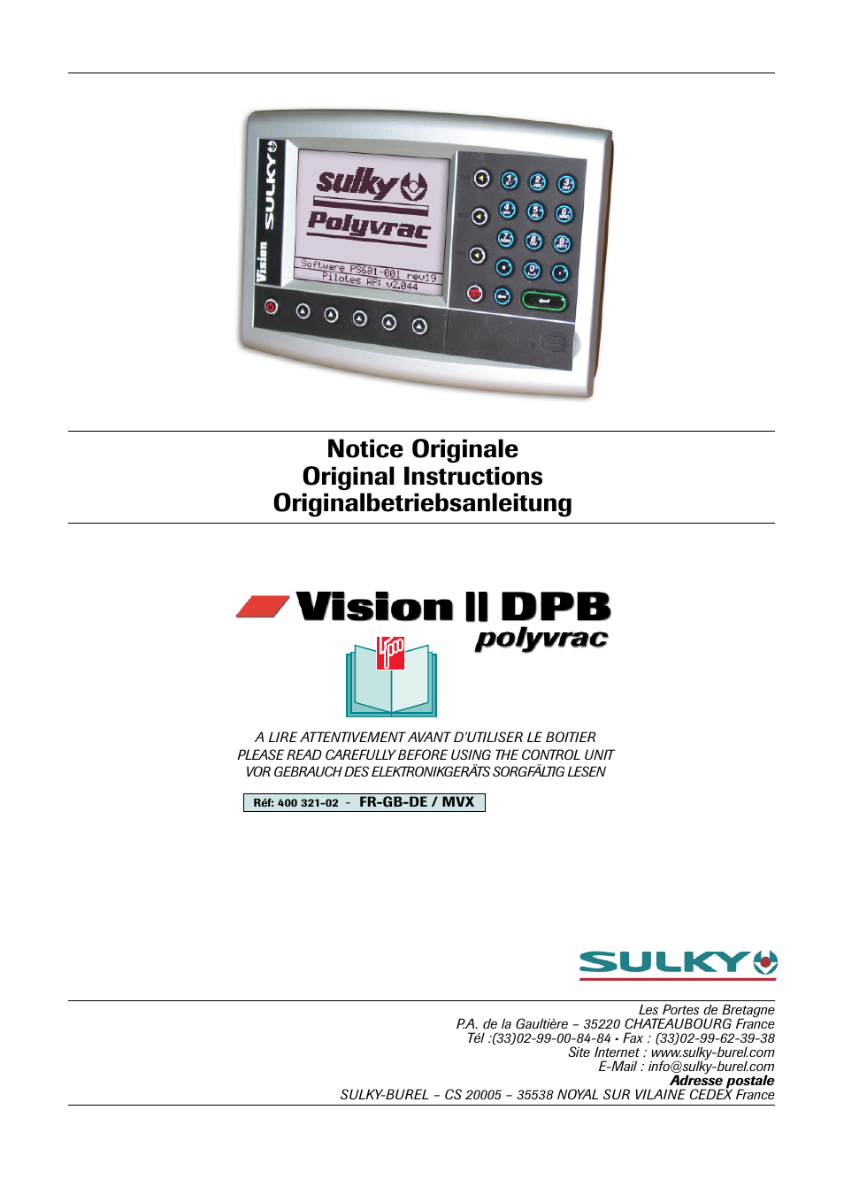 Sulky VISION 2 DPB User Manual | 85 pages