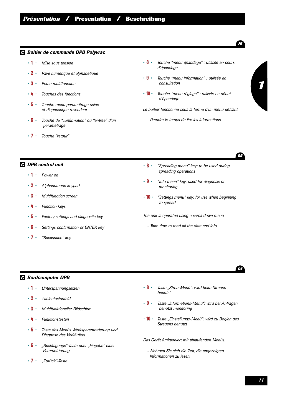 Sulky VISION 2 DPB User Manual | Page 11 / 85