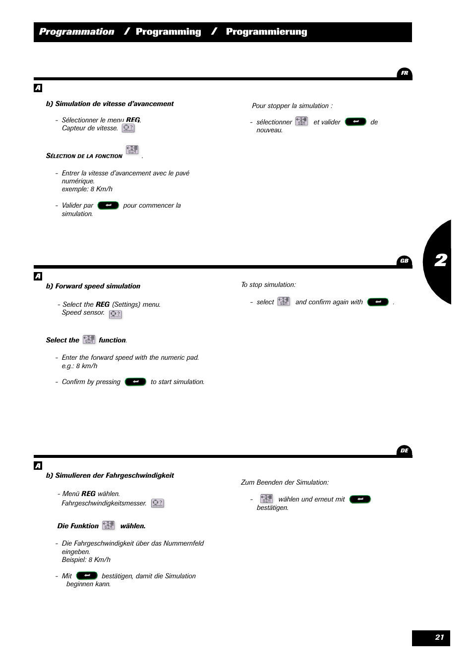 Programmation, Programming, Programmierung | Sulky VISION 2 DPB User Manual | Page 21 / 85
