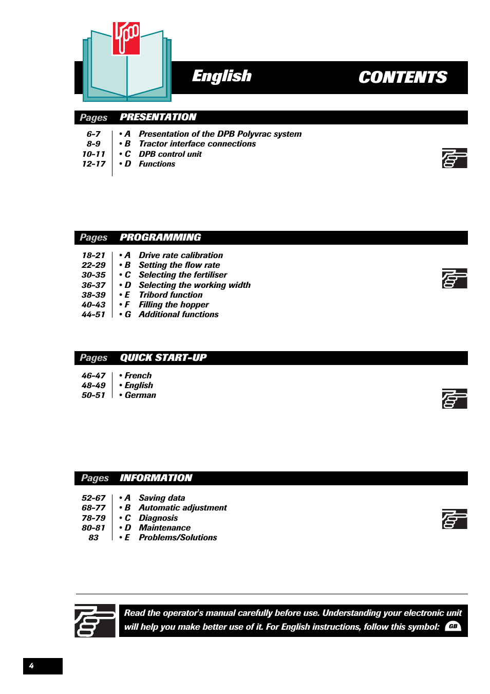 Sulky VISION 2 DPB User Manual | Page 4 / 85