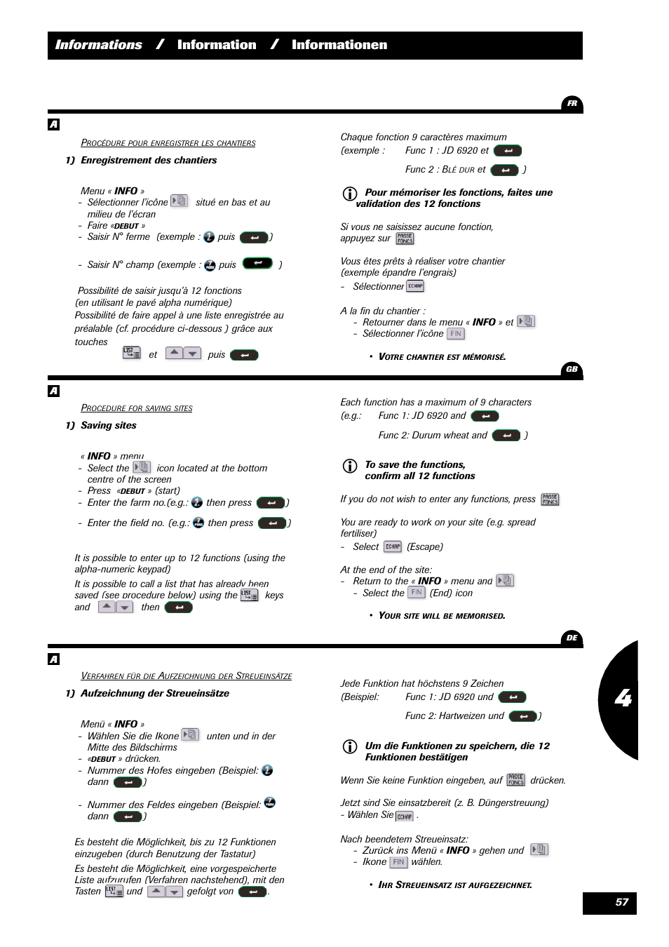 Informations, Information, Informationen | Sulky VISION 2 DPB User Manual | Page 57 / 85
