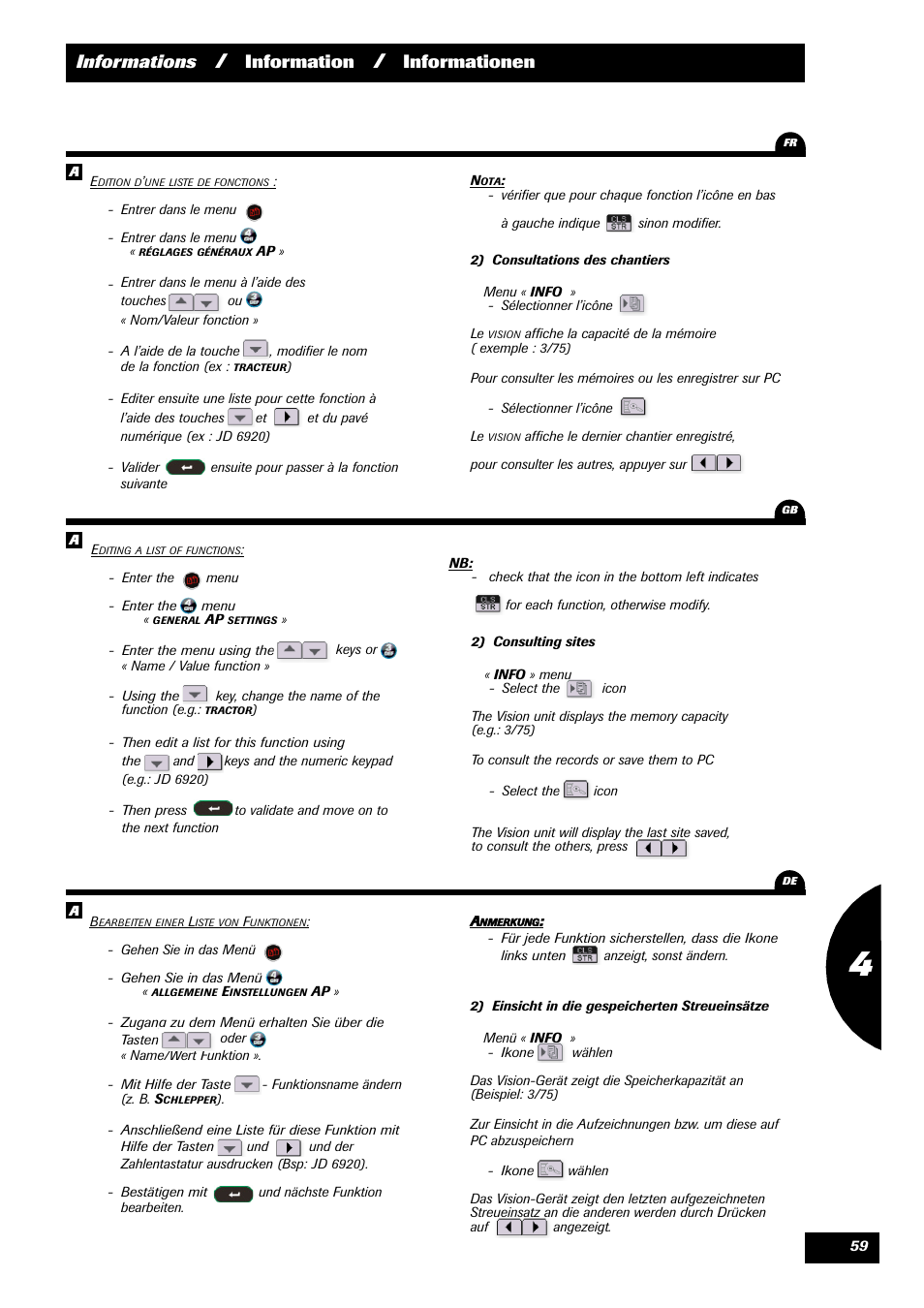 Informations, Information, Informationen | Sulky VISION 2 DPB User Manual | Page 59 / 85
