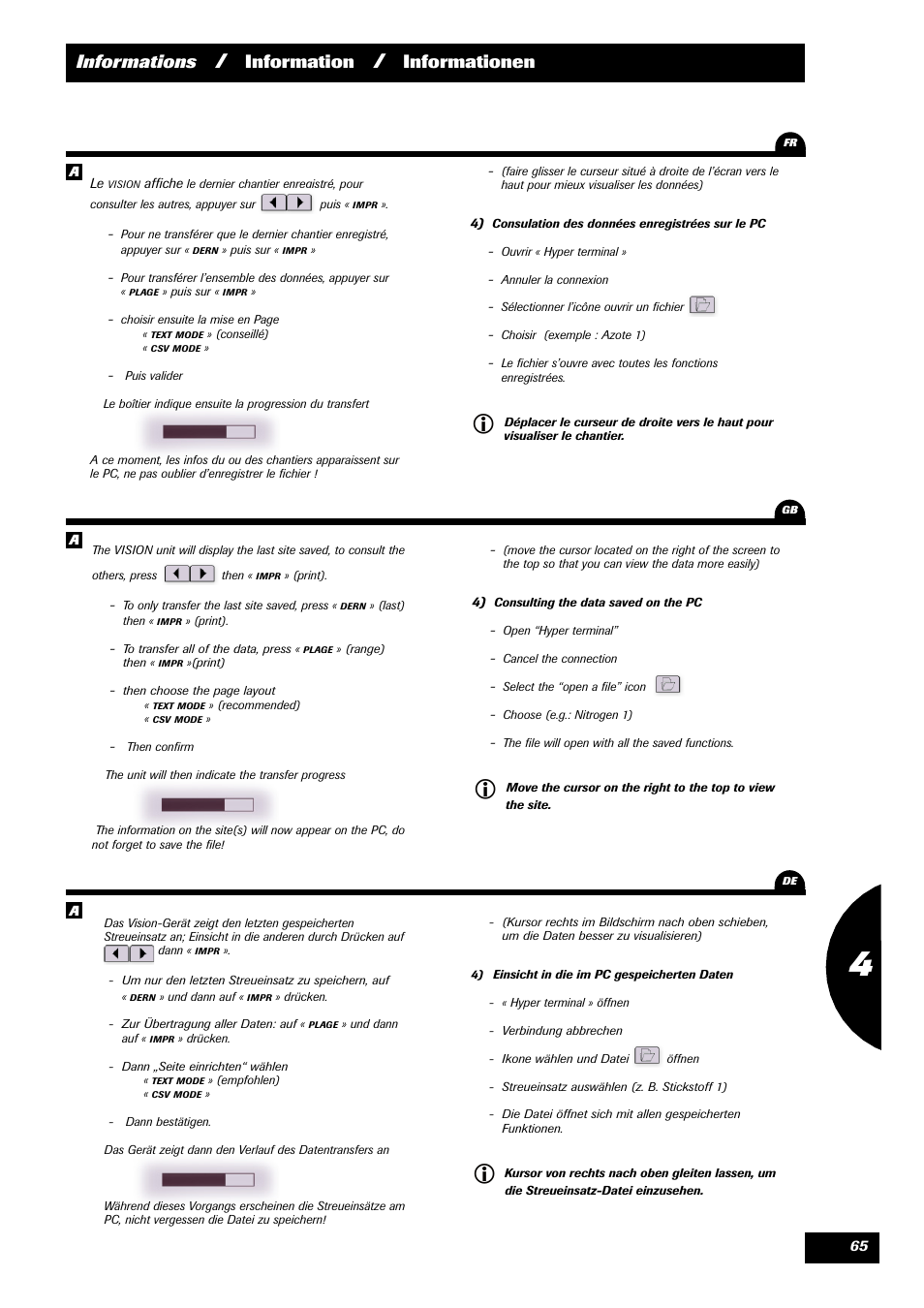 Informations, Information, Informationen | Sulky VISION 2 DPB User Manual | Page 65 / 85