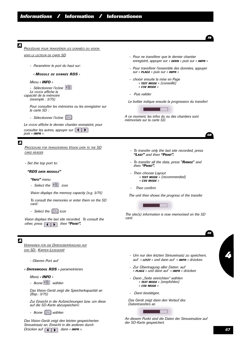 Informations, Information, Informationen | Sulky VISION 2 DPB User Manual | Page 67 / 85