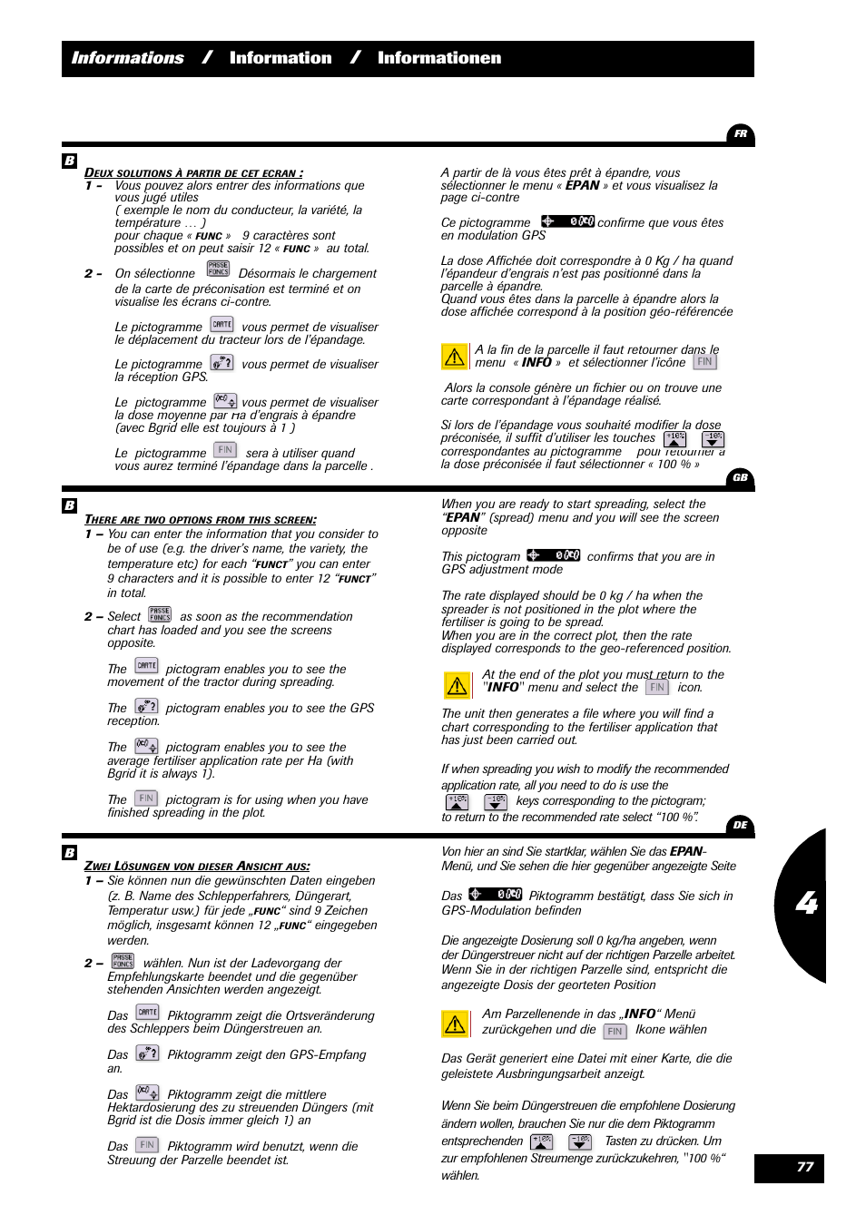 Informations, Information, Informationen | Sulky VISION 2 DPB User Manual | Page 77 / 85