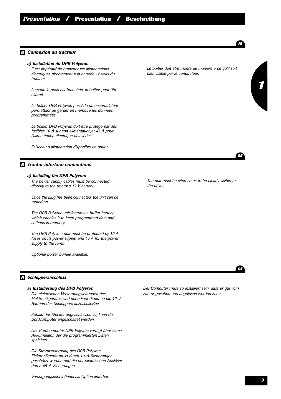 Présentation, Presentation, Beschreibung | Sulky VISION 2 DPB User Manual | Page 9 / 85