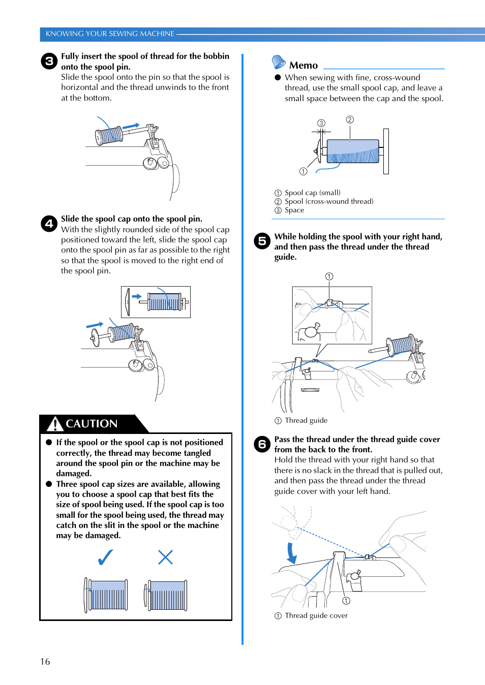 Caution | Brother 885-V65 User Manual | Page 18 / 108