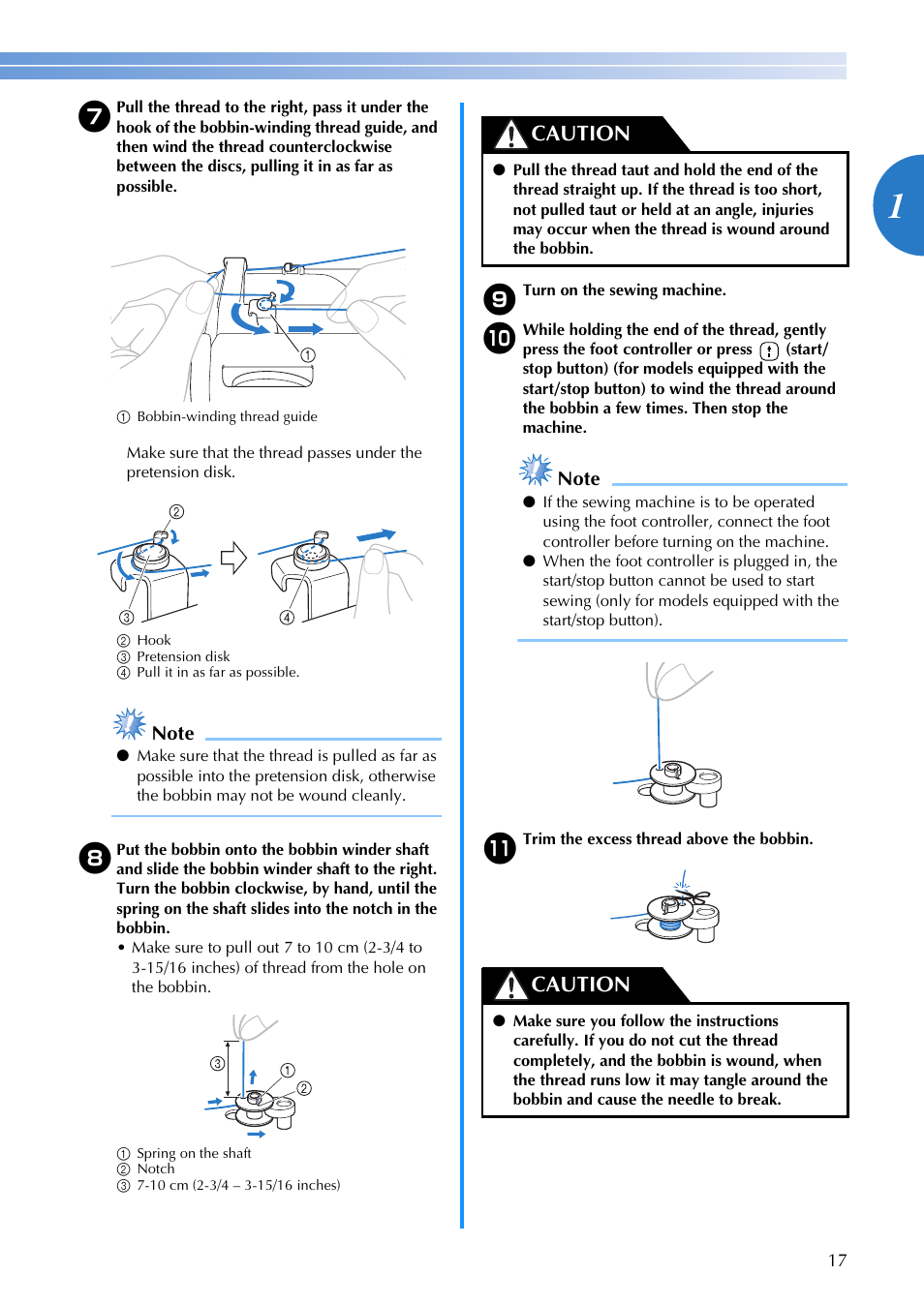Caution | Brother 885-V65 User Manual | Page 19 / 108