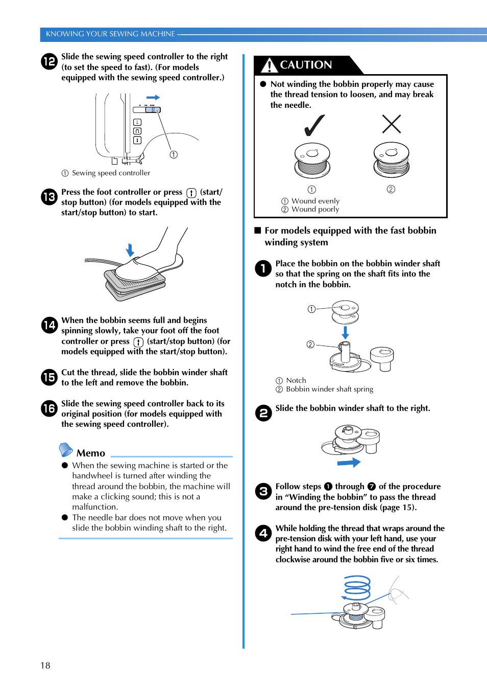 Caution | Brother 885-V65 User Manual | Page 20 / 108