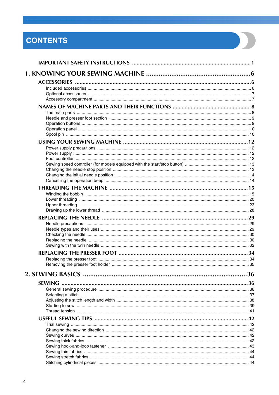Brother 885-V65 User Manual | Page 6 / 108