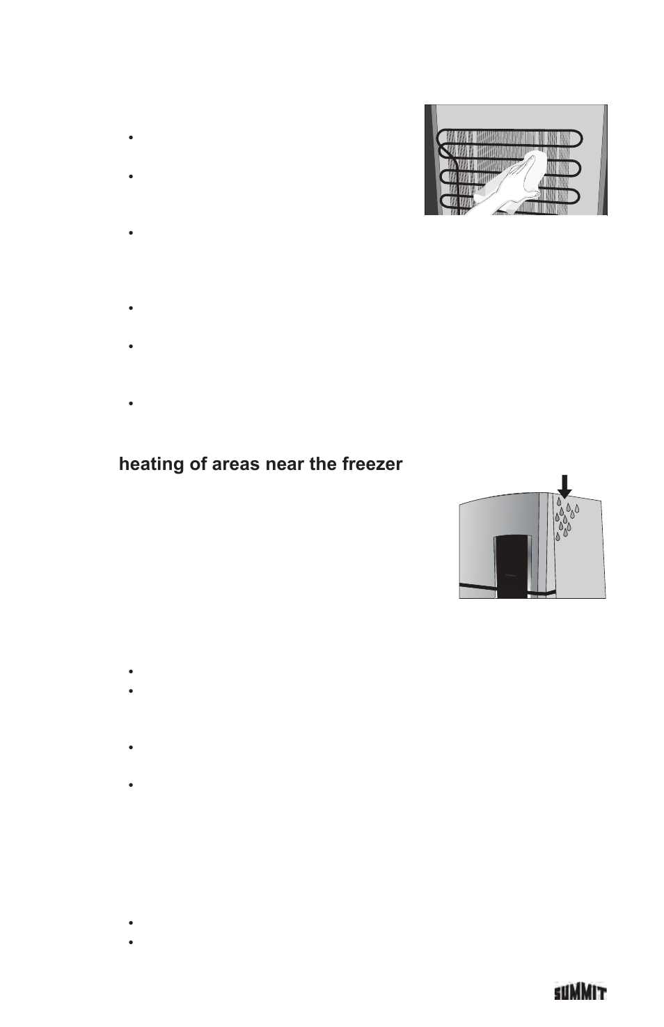 Solving problems, Cleaning and servicing your refrigerator, Heating of areas near the freezer | General precautions | Summit FF1935PL User Manual | Page 29 / 35