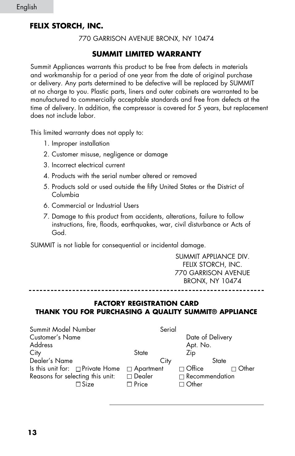 Summit CM420ESBL User Manual | Page 14 / 44