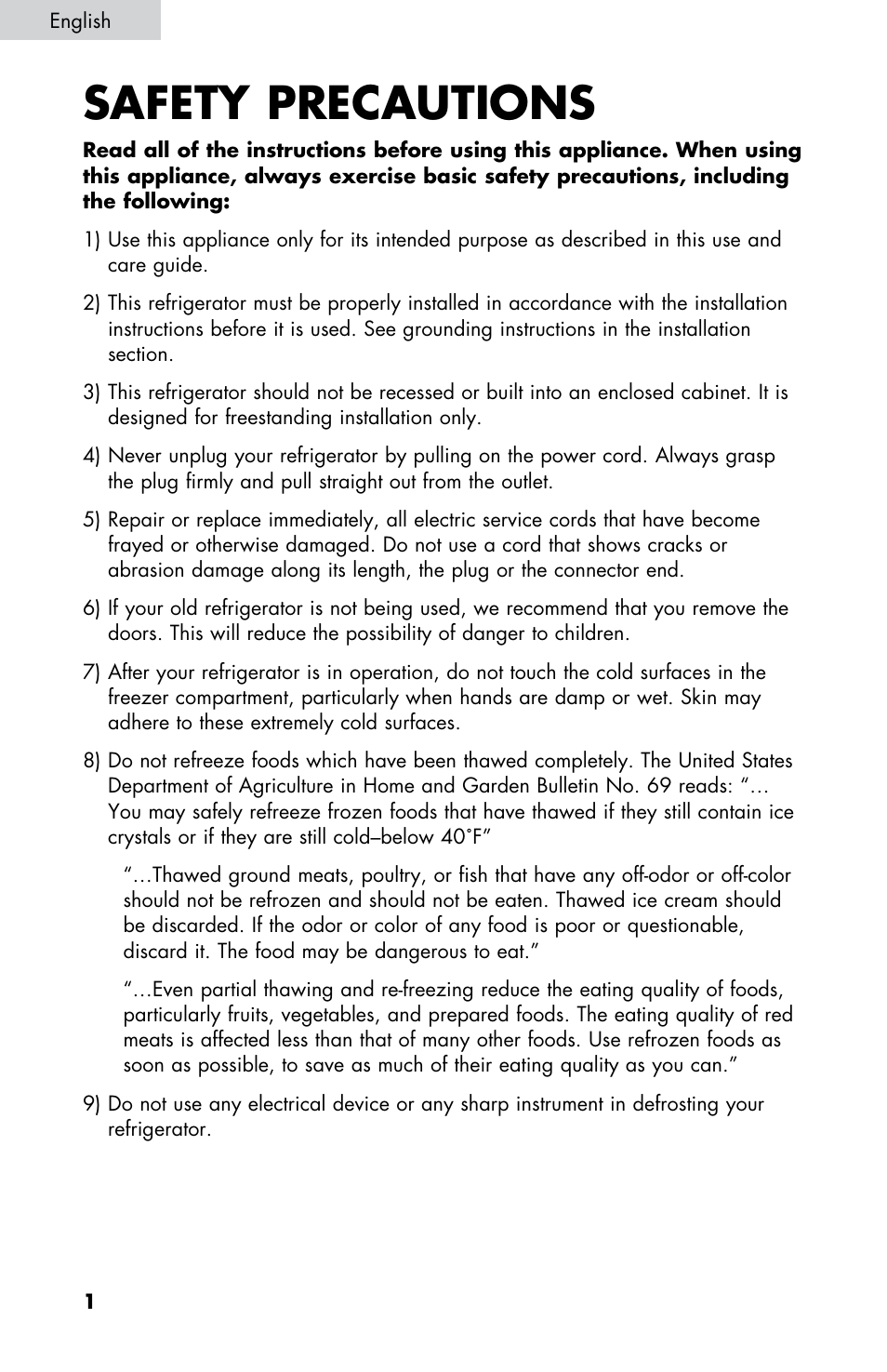 Safety precautions | Summit CM420ESBL User Manual | Page 2 / 44