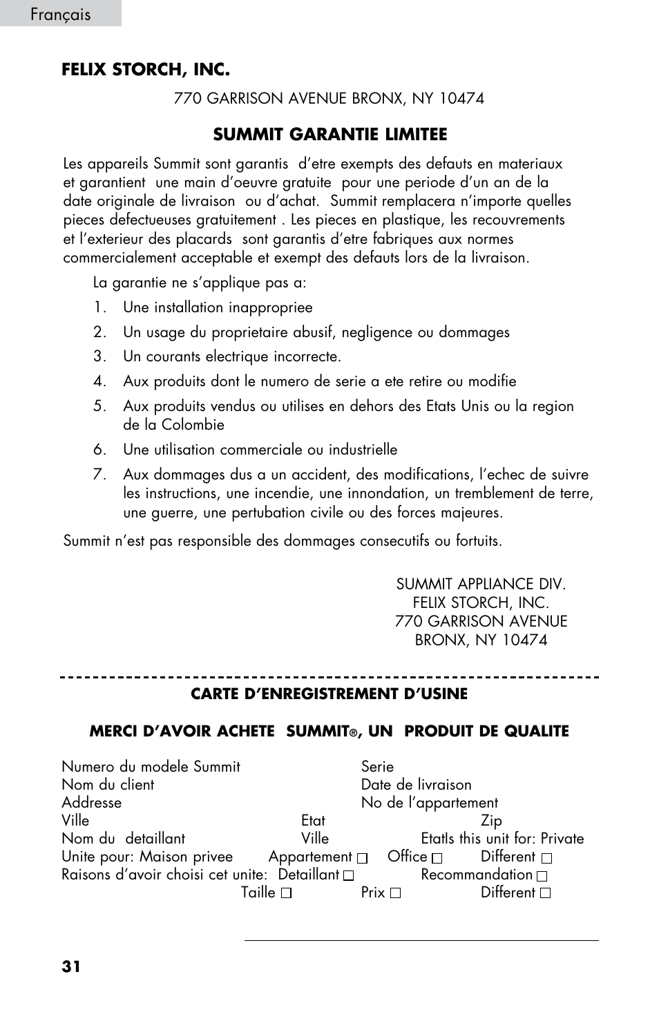 Summit FF430BLL User Manual | Page 32 / 48