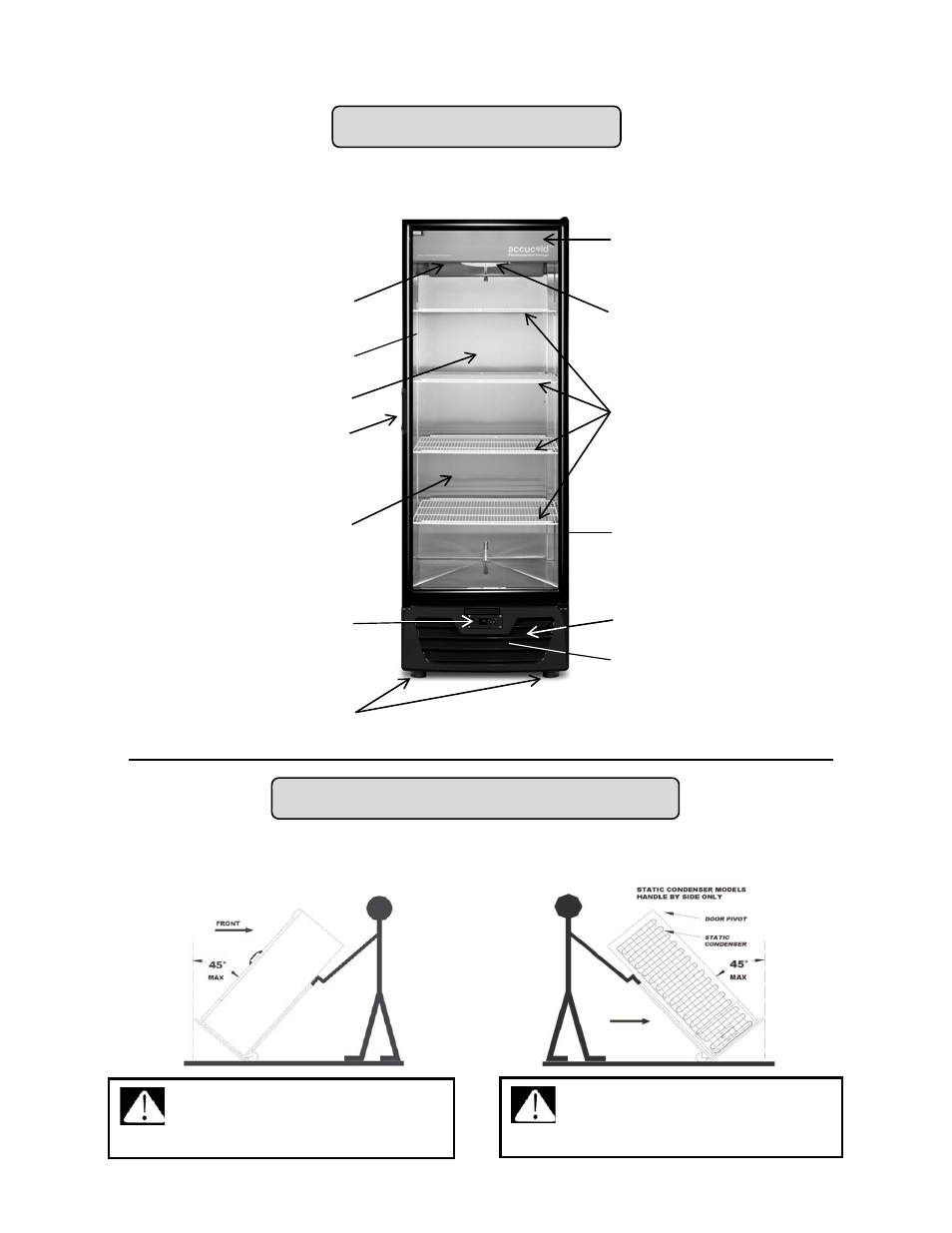 Location of parts, Handling & transport | Summit ACR1515SS User Manual | Page 6 / 16