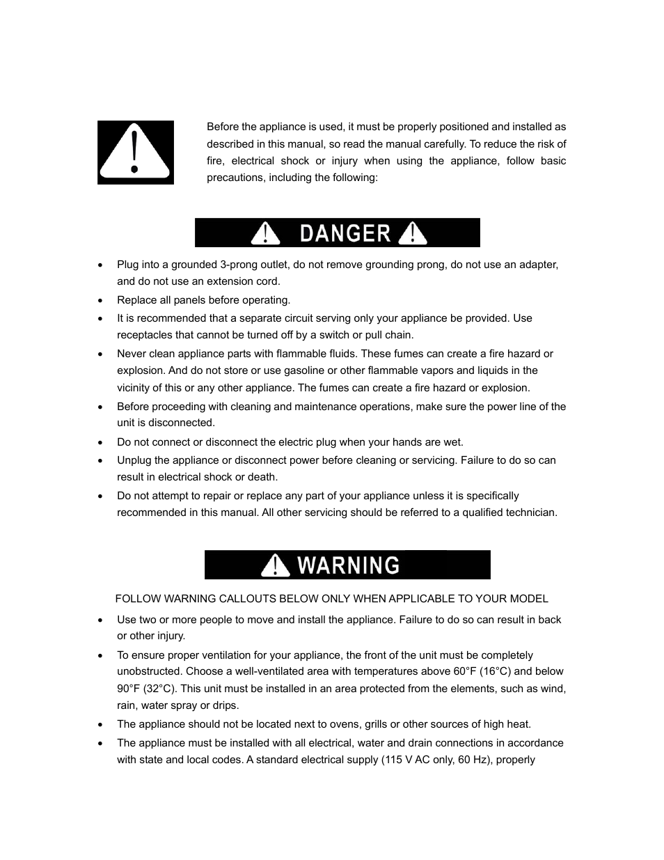 Important safeguards | Summit SCFF495 User Manual | Page 4 / 12