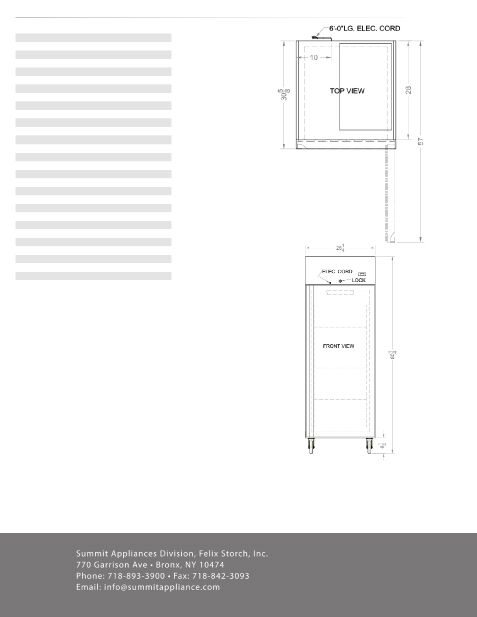Specifications | Summit SCRR230 User Manual | Page 2 / 2
