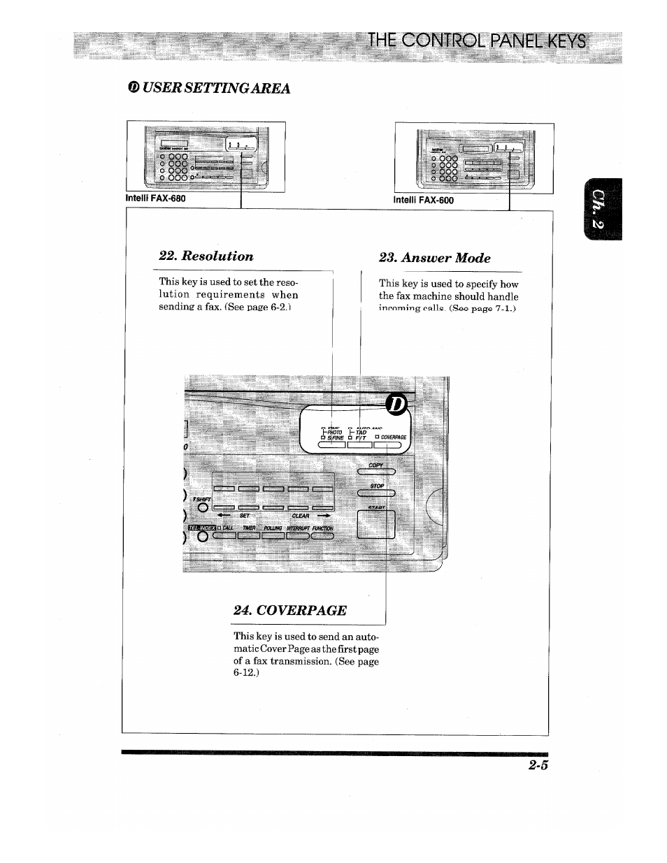 User setting area | Brother IntelliFax-680 User Manual | Page 15 / 76