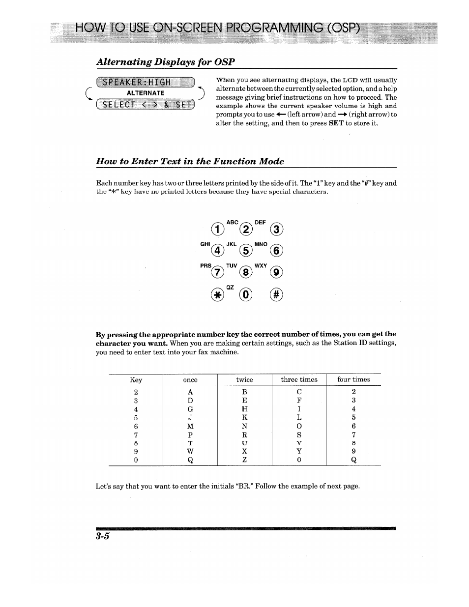 Alternating displays for osp c, How to enter text in the function mode, Tu v | Brother IntelliFax-680 User Manual | Page 20 / 76