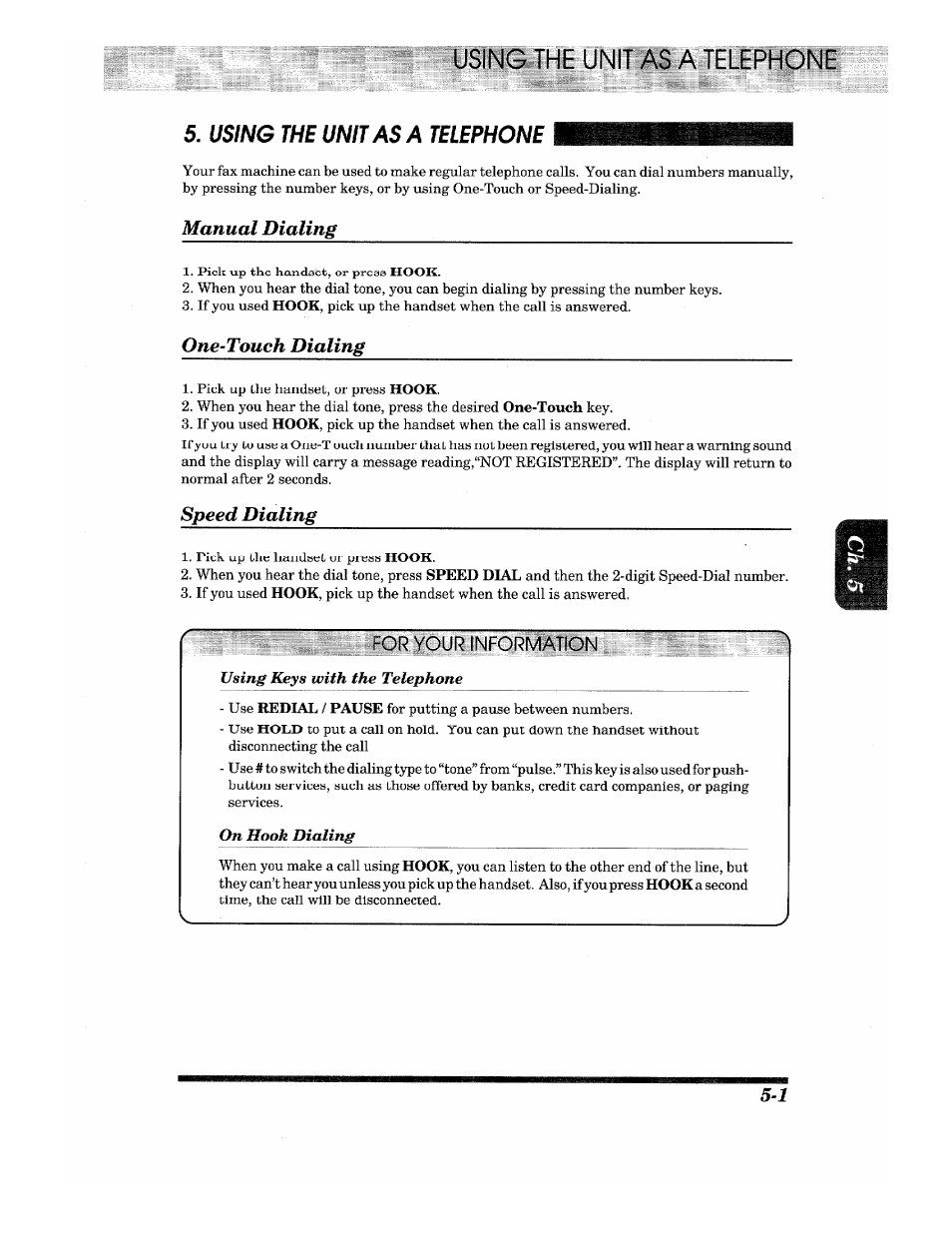 For your information, Iilili, Manual dialing | One-touch dialing, Speed dialing | Brother IntelliFax-680 User Manual | Page 29 / 76