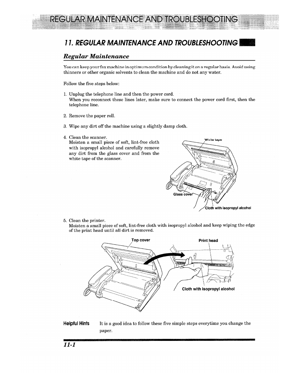 Regular maintenance | Brother IntelliFax-680 User Manual | Page 64 / 76