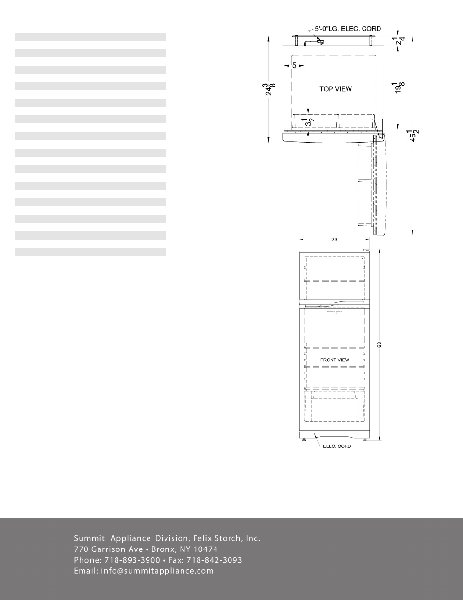 Ff1062wssim specifications | Summit FF1062WSSIM User Manual | Page 2 / 2