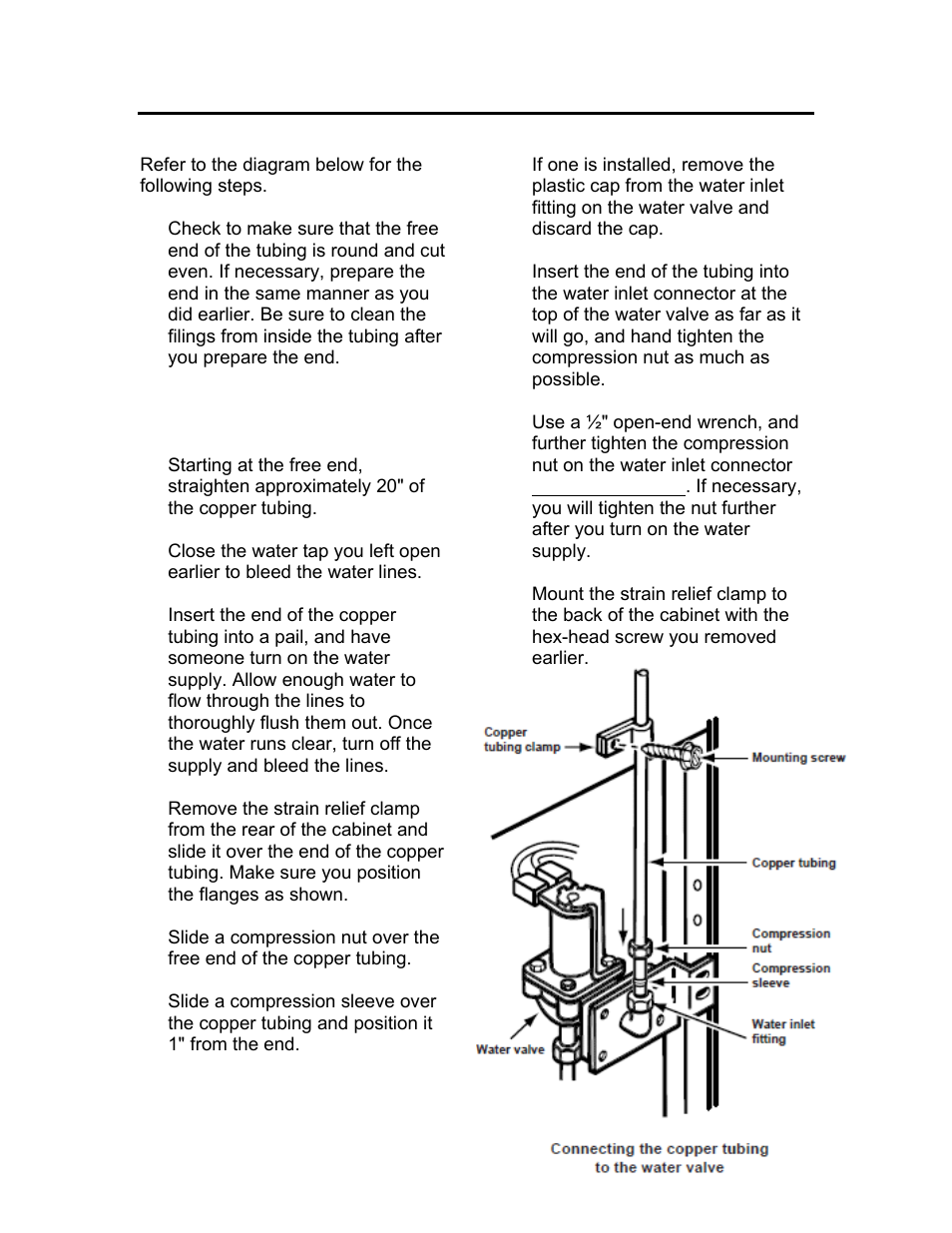 Connecting the copper tubing to the water valve | Summit FF1074IM User Manual | Page 6 / 14