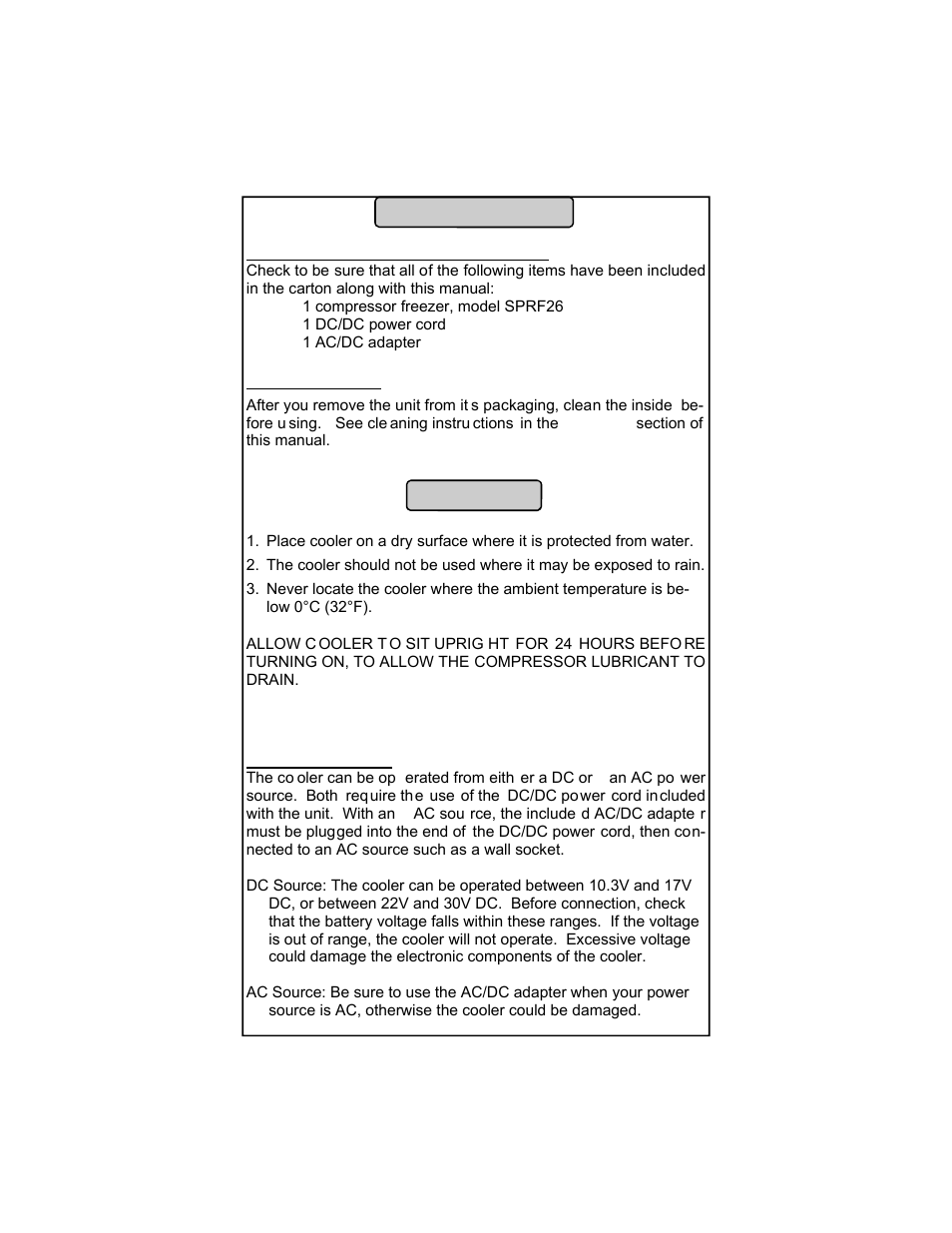 Before first use, Installation | Summit SPRF26 User Manual | Page 6 / 12