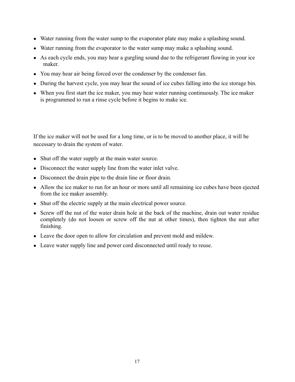 Preparing the ice maker for long storage | Summit BIM70 User Manual | Page 18 / 32