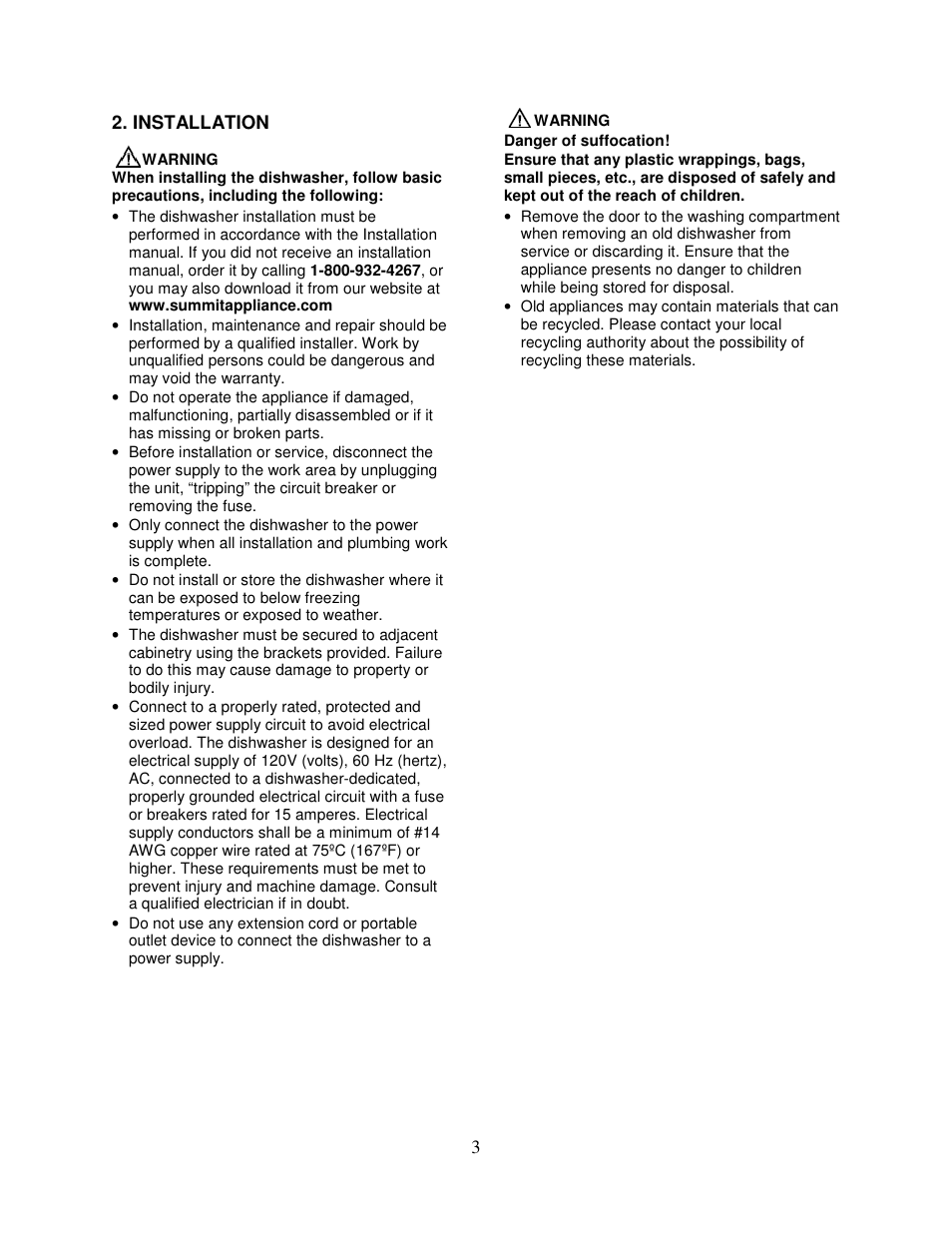 Summit DW2432SS User  Manual User Manual | Page 5 / 30