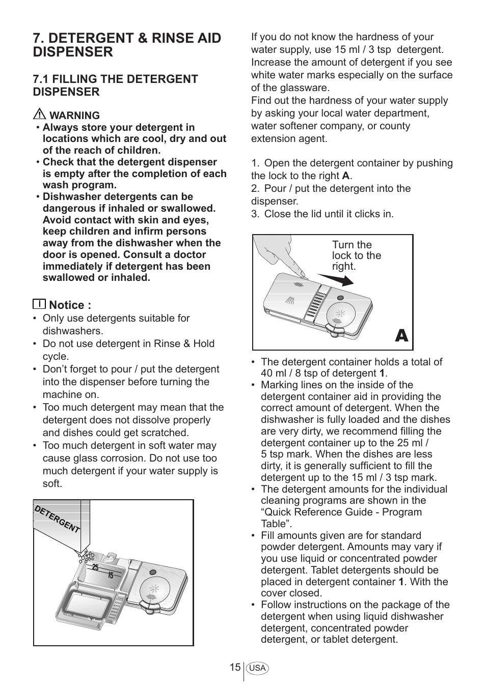 Detergent & rinse aid dispenser | Summit DW18 User Manual User Manual | Page 17 / 32