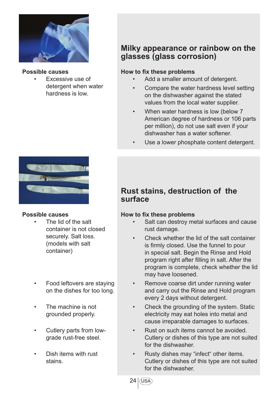 Rust stains, destruction of the surface | Summit DW18 User Manual User Manual | Page 26 / 32