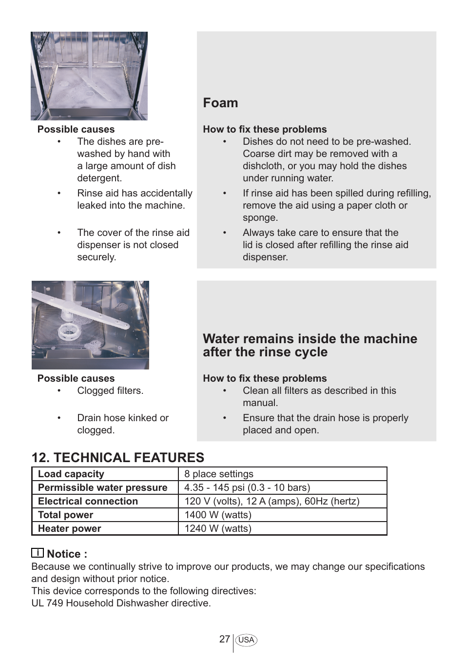 Foam, Technical features | Summit DW18 User Manual User Manual | Page 29 / 32