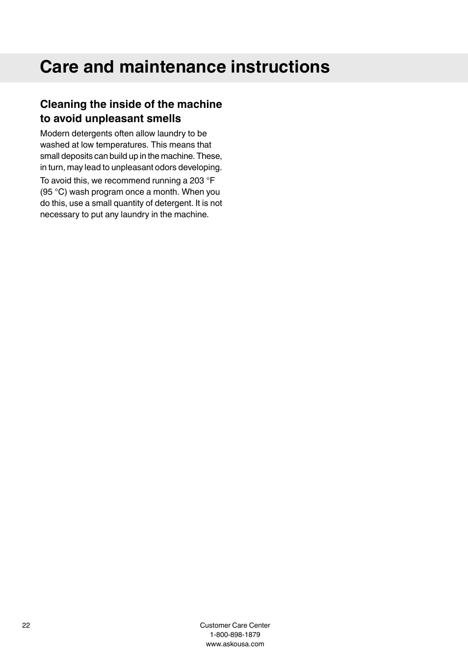 Care and maintenance instructions | Summit WMC64P User  Manual User Manual | Page 22 / 36