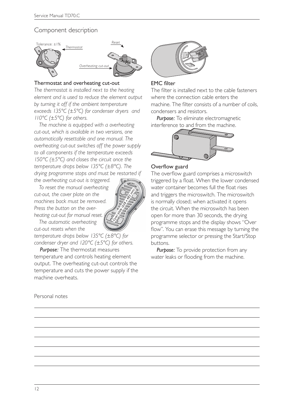 Component description | Summit TDC111V Service Manual User Manual | Page 12 / 40