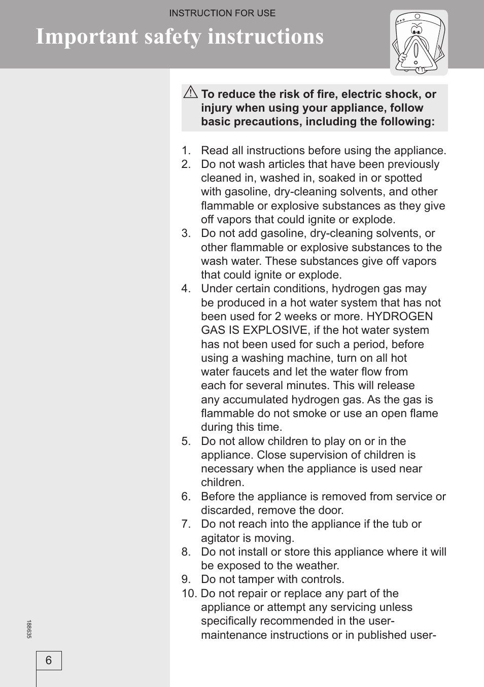 Important safety instructions | Summit SPW1103ADA User Manual | Page 6 / 28