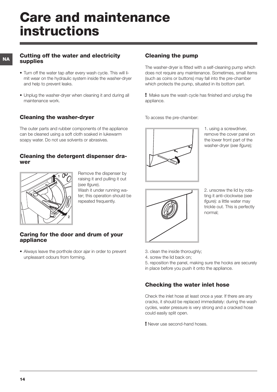 Care and maintenance instructions | Summit ARWDF129SNA User Manual | Page 14 / 56