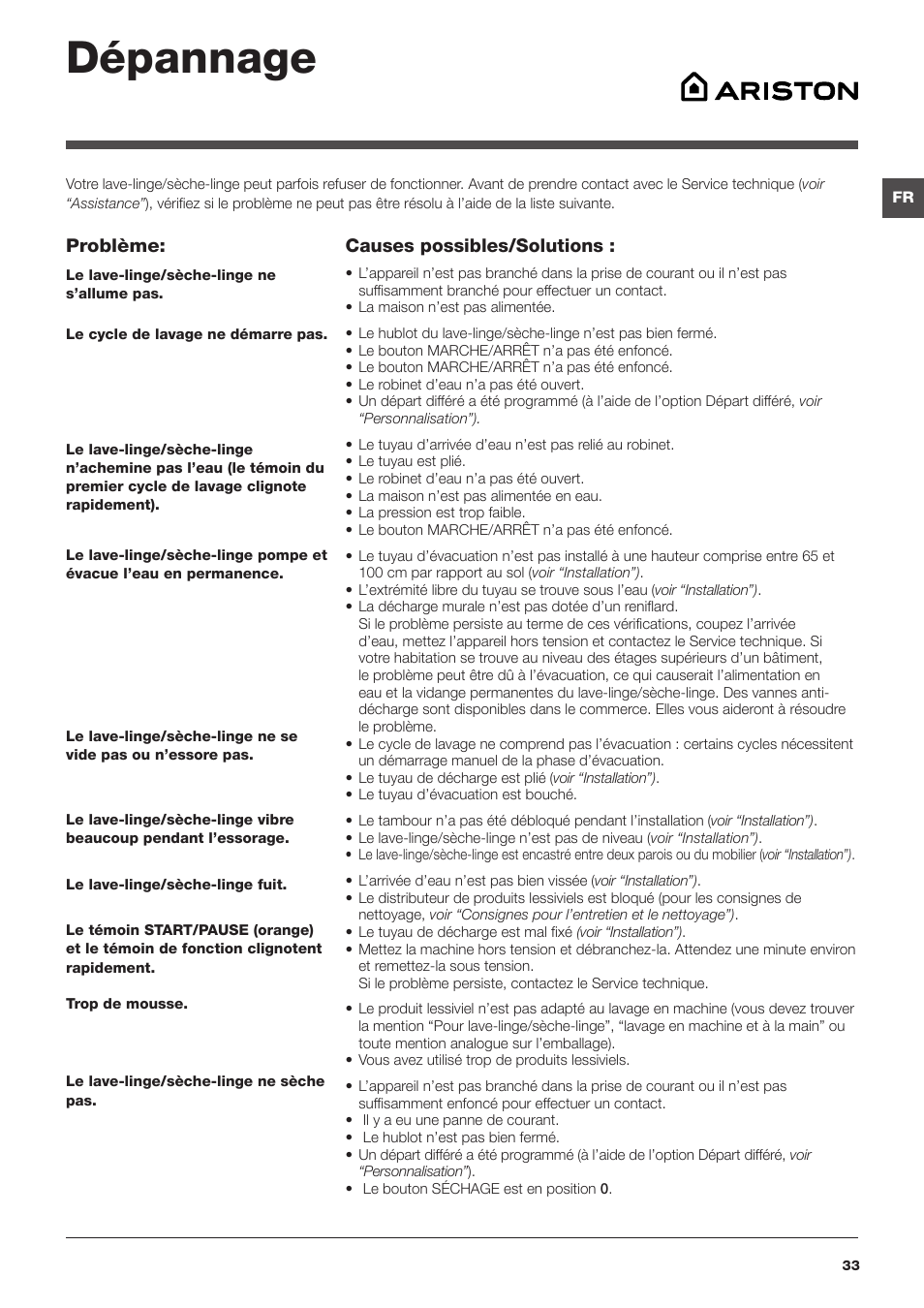 Dépannage | Summit ARWDF129SNA User Manual | Page 33 / 56