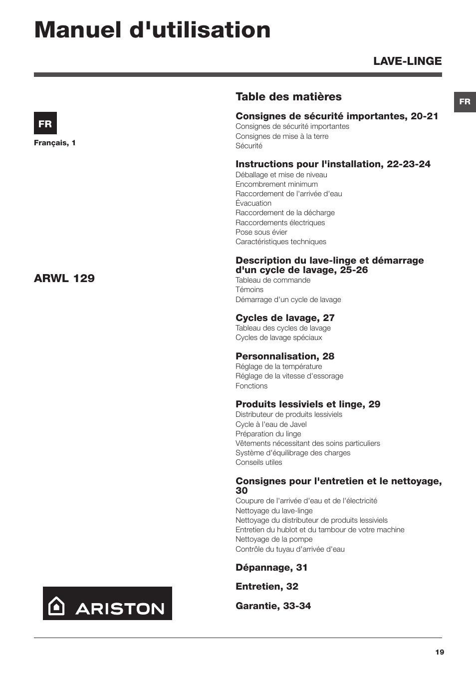 Manuel d'utilisation | Summit ARWL129NA User Manual | Page 19 / 56