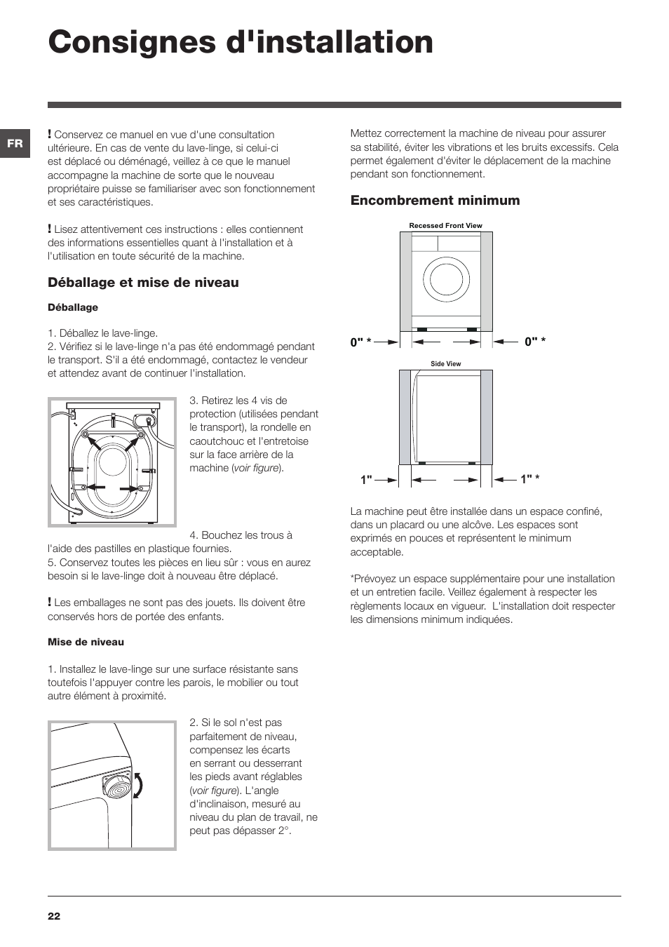 Consignes d'installation | Summit ARWL129NA User Manual | Page 22 / 56