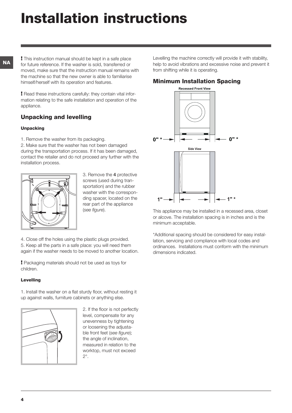 Installation instructions | Summit ARWL129NA User Manual | Page 4 / 56