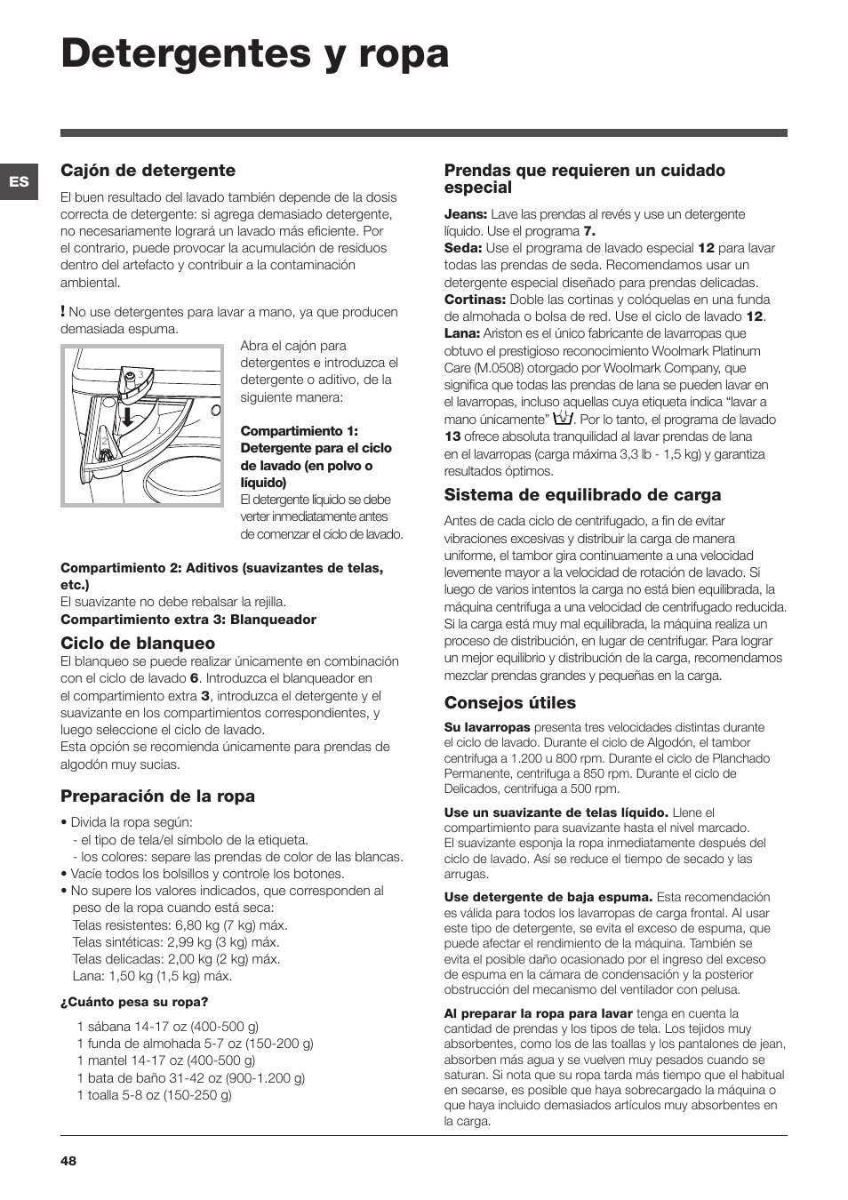 Detergentes y ropa | Summit ARWL129NA User Manual | Page 48 / 56