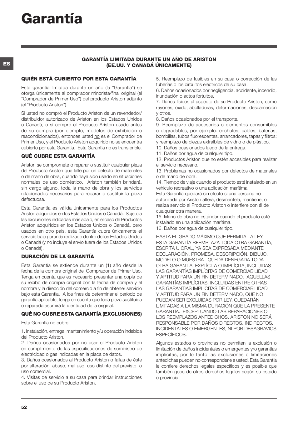 Garantía | Summit ARWL129NA User Manual | Page 52 / 56