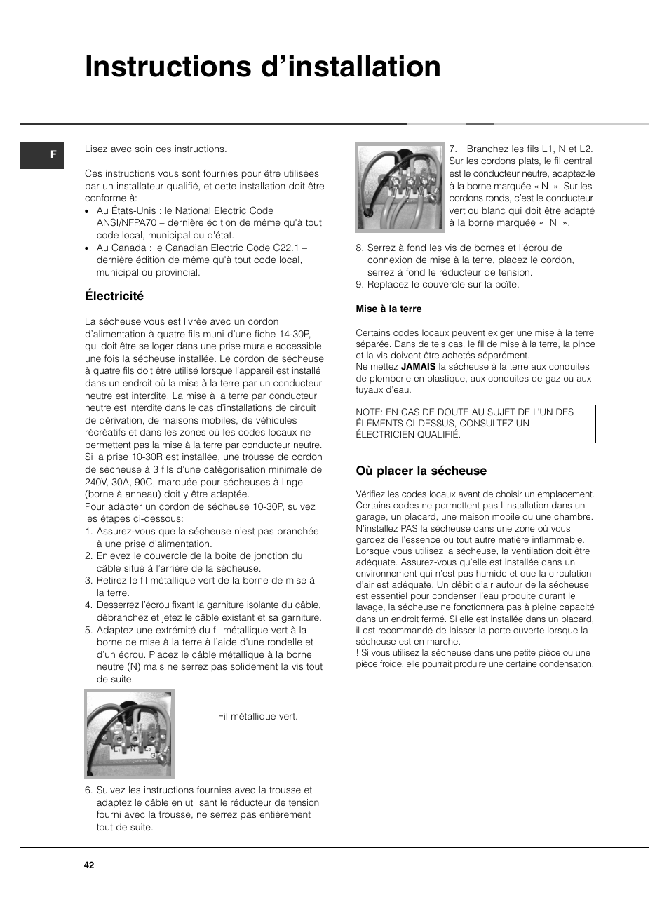 Instructions d’installation | Summit TCL73XNAADA User Manual | Page 42 / 44