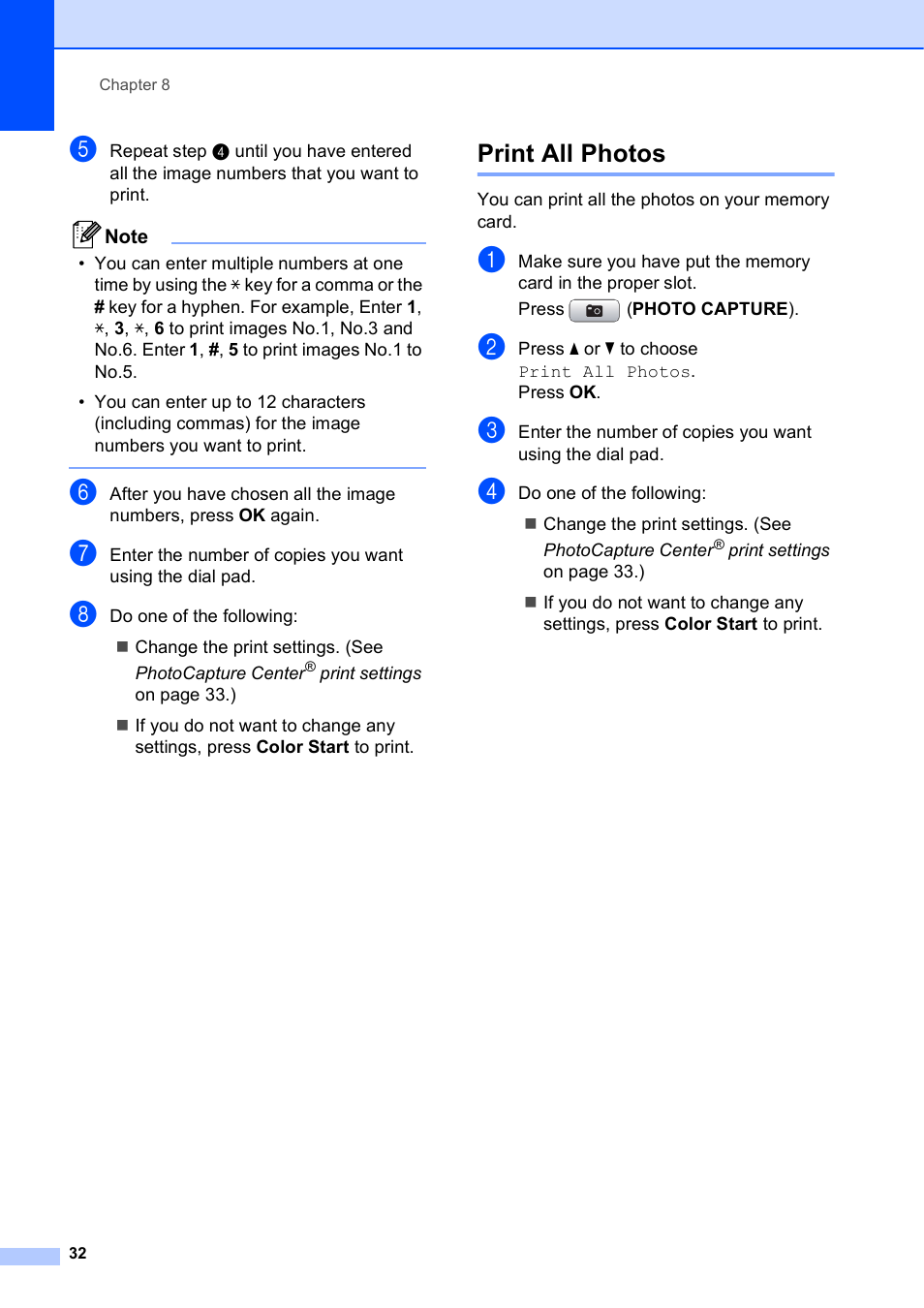 Print all photos | Brother MFC J415W User Manual | Page 38 / 59