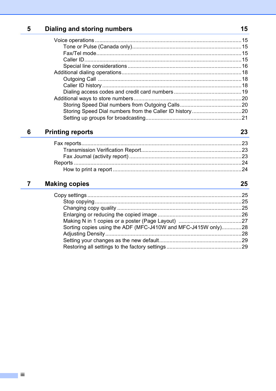 Brother MFC J415W User Manual | Page 4 / 59