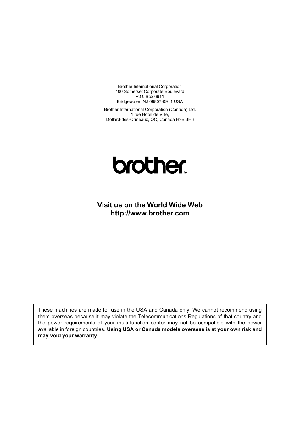 Brother usa/can | Brother MFC J415W User Manual | Page 59 / 59